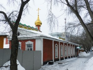 Благовещенская церковь  в снегопад  в снегопад